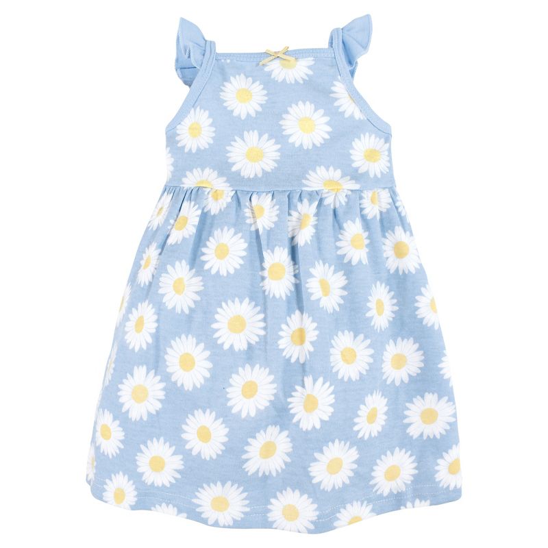 Hudson Baby Infant Girl Cotton Dresses, Blue Daisy, 3 of 5