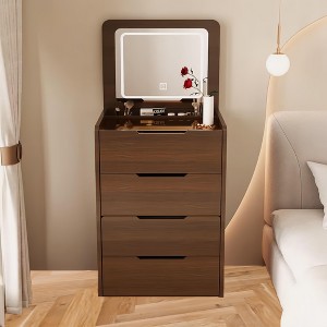 Gulches 3 in 1 Vanity Desk with Plip Top Mirror,Small Make Up Vanity Set ,Makeup Vanity with Drawers,Dressing Table for Bedroo,Walnutm - 1 of 4