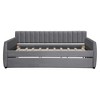 TIRAMISUBEST Full Size Upholstered Daybed with Twin Size Trundle, Velvet Bed Frame with Vertical Stripes Backrest - 4 of 4