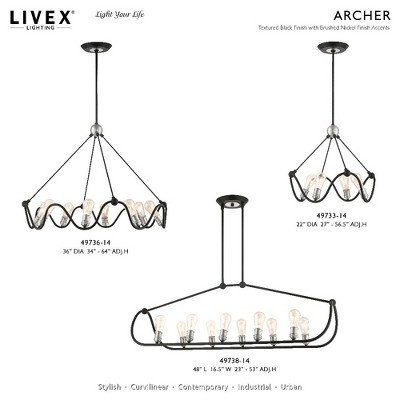 Black Geometric Wrought Iron and Steel Chandelier Light