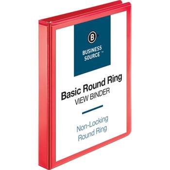 Business Source View Binder Round Ring 1" Red 09966