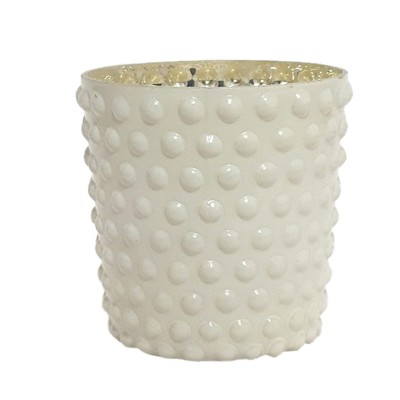 VIP Glass 3.5 in. White Dots Embossed Hobnail Candle Holder
