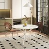 47" Modern Round Dining Table with Pedestal Leg,Four Patchwork Tabletops with Solid Wood Grain Occasional Table,Metal Base Dining Table-Maison Boucle - image 2 of 4