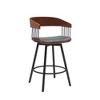 HomeRoots 27" Gray and Black Faux Leather with Metal Swivel Counter Height Bar Chair - 4 of 4