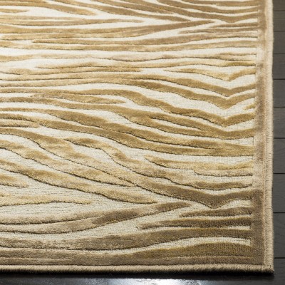 Taupe and Cream 8' x 10' Handmade Wool and Viscose Area Rug
