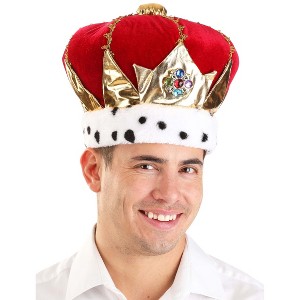 HalloweenCostumes.com One Size Fits Most  Men  Men's Red Royal King Hat, White/Brown/Red - 1 of 4