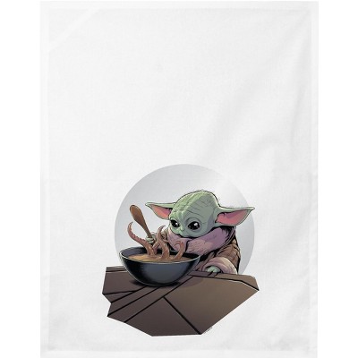 The Mandalorian Grogu Dinner Time White Dish Towel