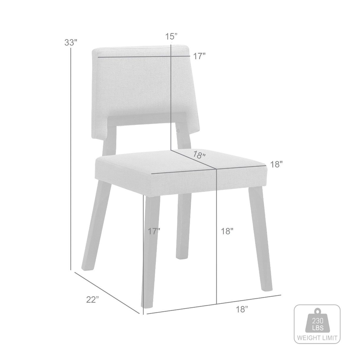 Channell Upholstered Wood Dining Chair - Set of 2 - thumbnail 8