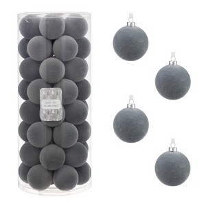 Every Day is Christmas Velvet 50ct 57cm/2.24" Christmas Ornaments, Shatterproof Christmas Tree Ornament Set, Flocking Ball Decorations - 1 of 4