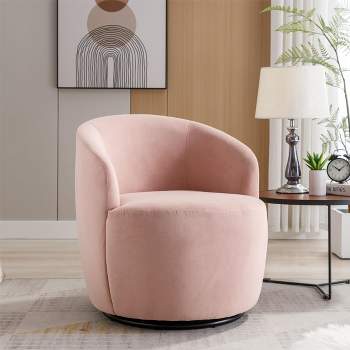 Fannie Chenille Swivel Accent Armchair Barrel Chair,25.60'' Wide Small Velvet Swivel Chair,360° Upholstered Swivel Barrel Chair-Maison Boucle‎