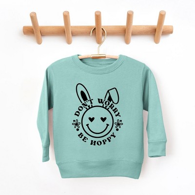The Juniper Shop Don't Worry Be Hoppy Smiley Bunny Toddler Graphic Sweatshirt