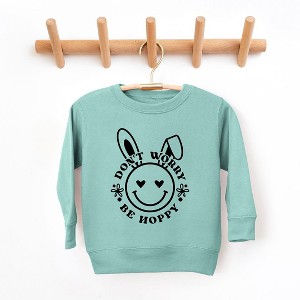 The Juniper Shop Don't Worry Be Hoppy Smiley Bunny Toddler Graphic Sweatshirt - 1 of 2