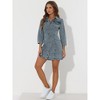 INSPIRE CHIC Women's 3/4 Sleeve Button Down Denim Shirt Dress - 3 of 4