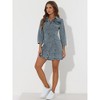 Allegra K Women's 3/4 Sleeve Button Down Denim Shirt Dress - image 3 of 4