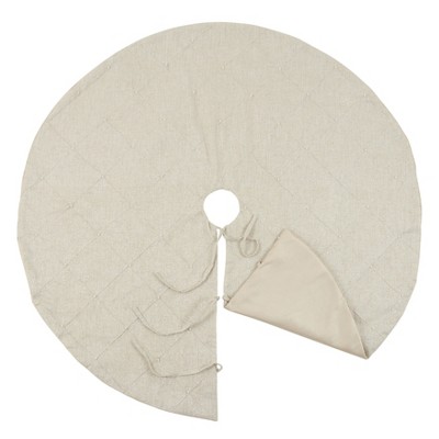 Natural Diamond Stitched Round Christmas Tree Skirt