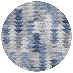 Navy Blue And Sky Blue Geometric Washable Indoor Outdoor Area Rug - 1 of 4
