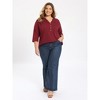 Women's Plus Size Pleated Notch Neck Button Front 3/4 Sleeve Dressy Casual Blouses - GRACE & GRANDEUR - 2 of 4