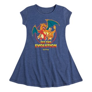 Girls' - Pokémon - Charmander See The Evolution Fit & Flair Cap Sleeve Dress - 1 of 3