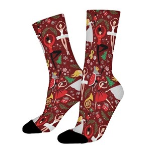 Nutcracker Ballet Red Med Women Printed Crew Socks Funny Funky Socks Soft Polyester Novelty Gifts for Artists Men - 1 of 1