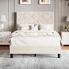 Homhougo Twin Size Platform Bed Frame with Upholstered Headboard and Wooden Slats Support Upholstered Mattress Foundation/No Box Spring Beige - 3 of 4