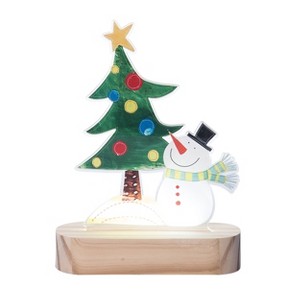 Transpac Acrylic 7.87 in. Multicolor Christmas Tree Snowman Shaped Table Sign - 1 of 4