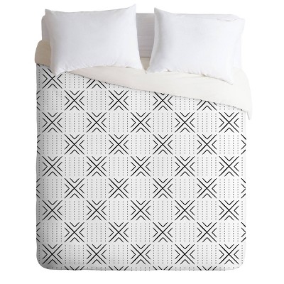 King Little Arrow Design Co Mud Cloth Tile Comforter Set Black/White - Deny Designs