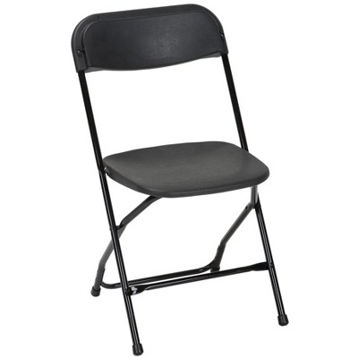 Black Heavy Duty Plastic Folding Chair with Steel Frame, 8 Pack