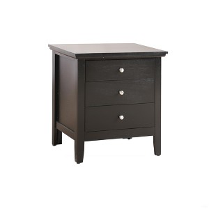 Vynxaria Chic Casual Black Nightstand, 26"H X 24"W X 18", 3 Spacious Drawers, Durable Build, No Assembly Required - 1 of 4