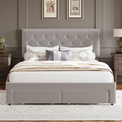 Full Size Bed Frame with 2 Storage Drawers