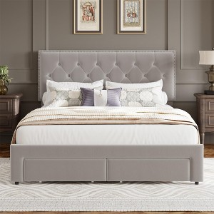 Full Size Bed Frame with 2 Storage Drawers - 1 of 4