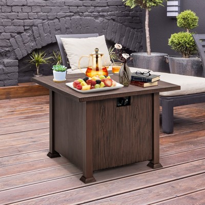 Brown 32'' Wood-Like Propane Gas Fire Pit Table