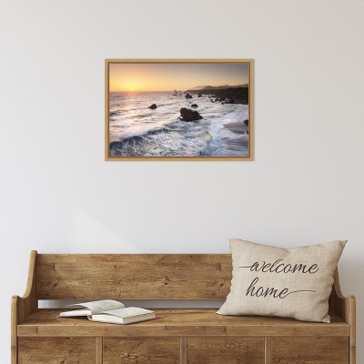 Sonoma Coast Sunset Lithograph on Canvas with Maple Frame