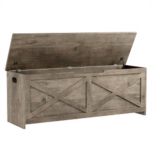 47.2 in Storage Chest, Wooden Storage Bench with Safety Hinges, Easy Assembly, Large Shoe Bench - 1 of 4