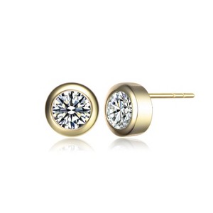 Guili Bezel Set Round Clear Cubic Zirconia Stud Earrings with 8mm Modern Design, Available in Rose Gold, Gold, and White, Perfect for Any Occasion - 1 of 4