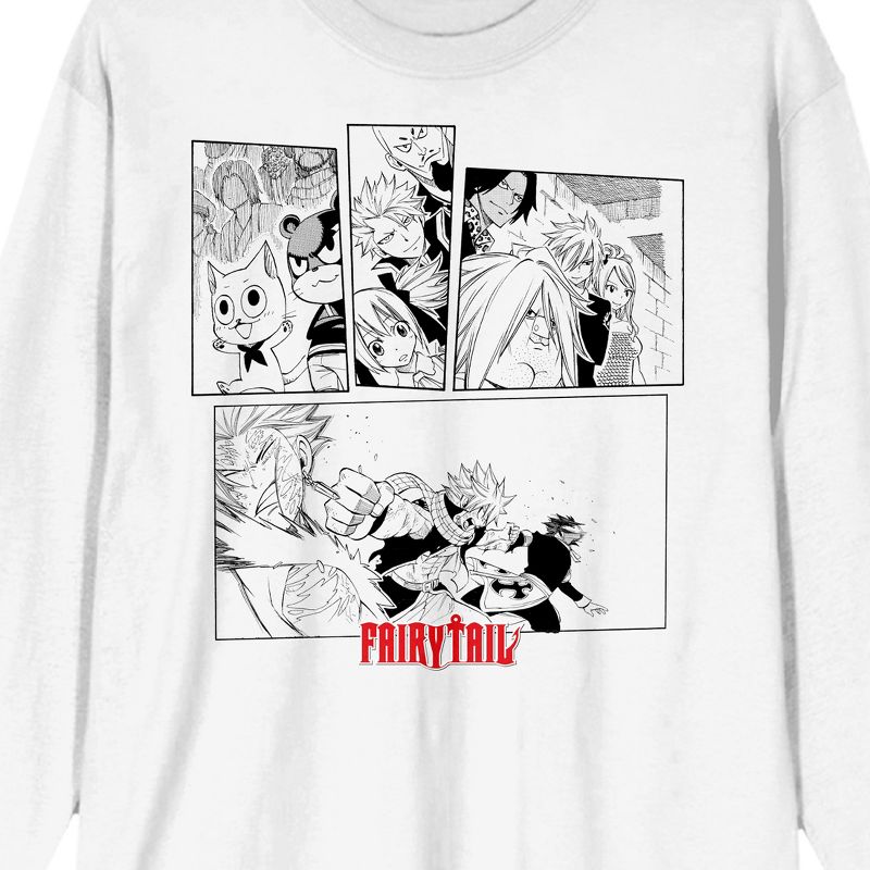 Fairy Tail Cropped Composed Manga Panels Crew Neck Long Sleeve White Adult Tee, 2 of 3