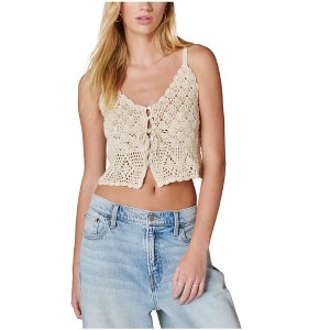Lucky Brand Womens Cotton Crochet Halter Top Shirt - 1 of 1