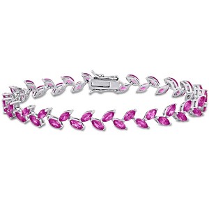 EVERLY JEWELRY | Sterling Silver 12 CT TGW Created Pink Sapphire Bracelet, 7.25-inch - 1 of 4