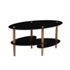 Sapphtopaz Modern Oval Coffee Table 3-layer Glass Coffee Bar with Storage Rack for Living Room, Bedroom - 4 of 4