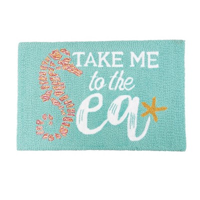  1'10"x2'10" Rectangle Quote Accent Rug Blue - C&F Home 