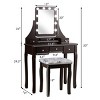 Tangkula Detachable Vanity Table Set Makeup Table with Mirror &Cushioned Stool WhiteBlackBrown - 2 of 4