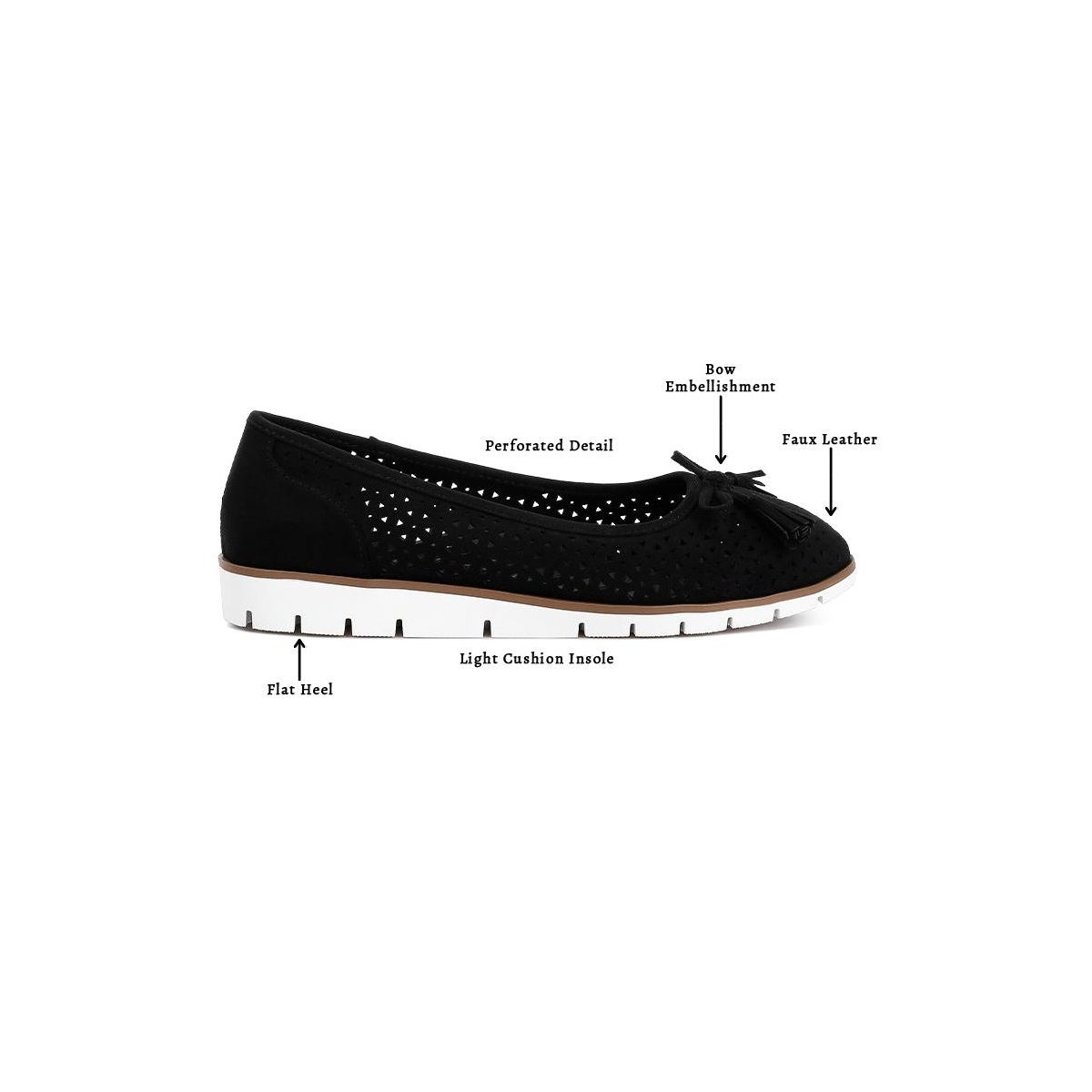 Обувь London Rag Womens Pacer Perforated Leather Ballerinas 8 — фото 3