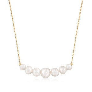 Ross-Simons 5-9mm Graduated Cultured Pearl Bar Necklace in 14kt Yellow Gold - 1 of 3