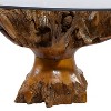 Rustic Teak Coffee Table Brown - Olivia & May: Unique Teak Base, Clear Glass, Fully Assembled - 4 of 4