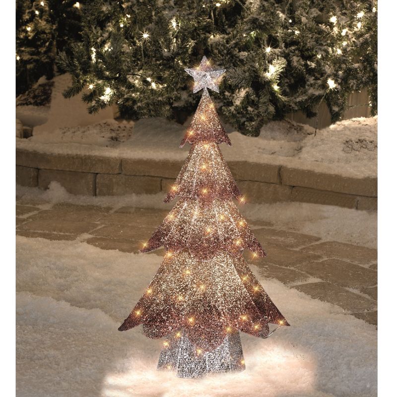 Northlight 46-Inch LED Lighted Bronze Gold Mesh Christmas Tree Outdoor Decoration, 3 of 6