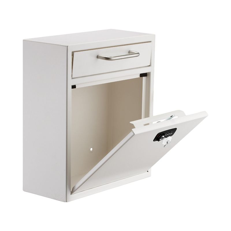 AdirOffice Medium Wall Mounted Mailbox Drop Box  White (631-05-WHI-KC), 2 of 10