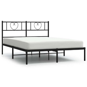 vidaXL Full Metal Bed Frame with Headboard, Sturdy Steel, Black, No Mattress - 1 of 4