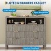 6 Drawer Dresser, Farmhouse Chest of Drawers with 2 Open Shelves and Fluted Doors, Home Storage and Organization for Living Room, Entryway - 4 of 4