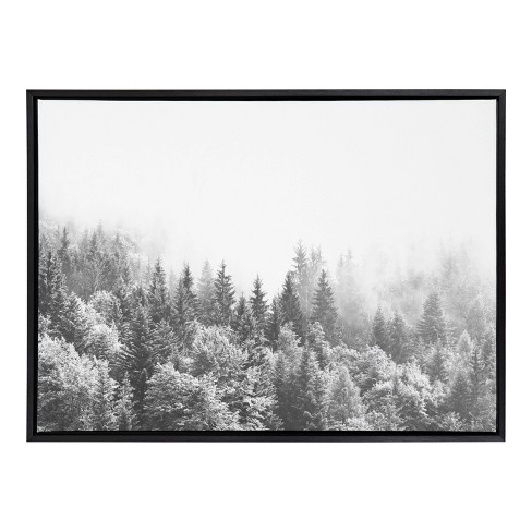 28" x 38" Sylvie Forest On A Foggy Day BW Framed Canvas - Kate & Laurel All Things Decor - image 1 of 4