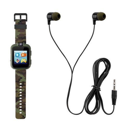 Playzoom Kids Smartwatch Earbuds Set Dark Green Camo Prints