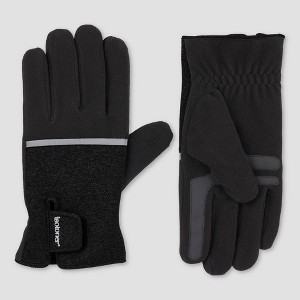 Isotoner Men's Tech Stretched Fleece Gloves - Black - 1 of 2